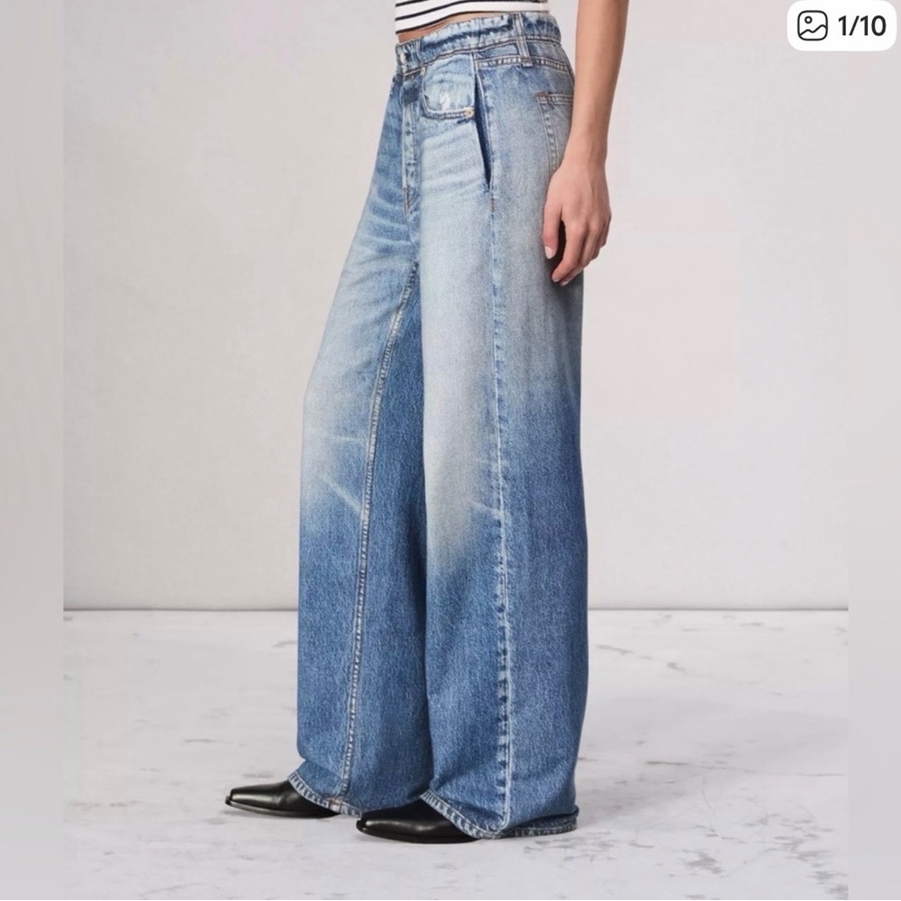 Viral Wide Leg Light Blue Denim/sweatpants by Mila Rosabella